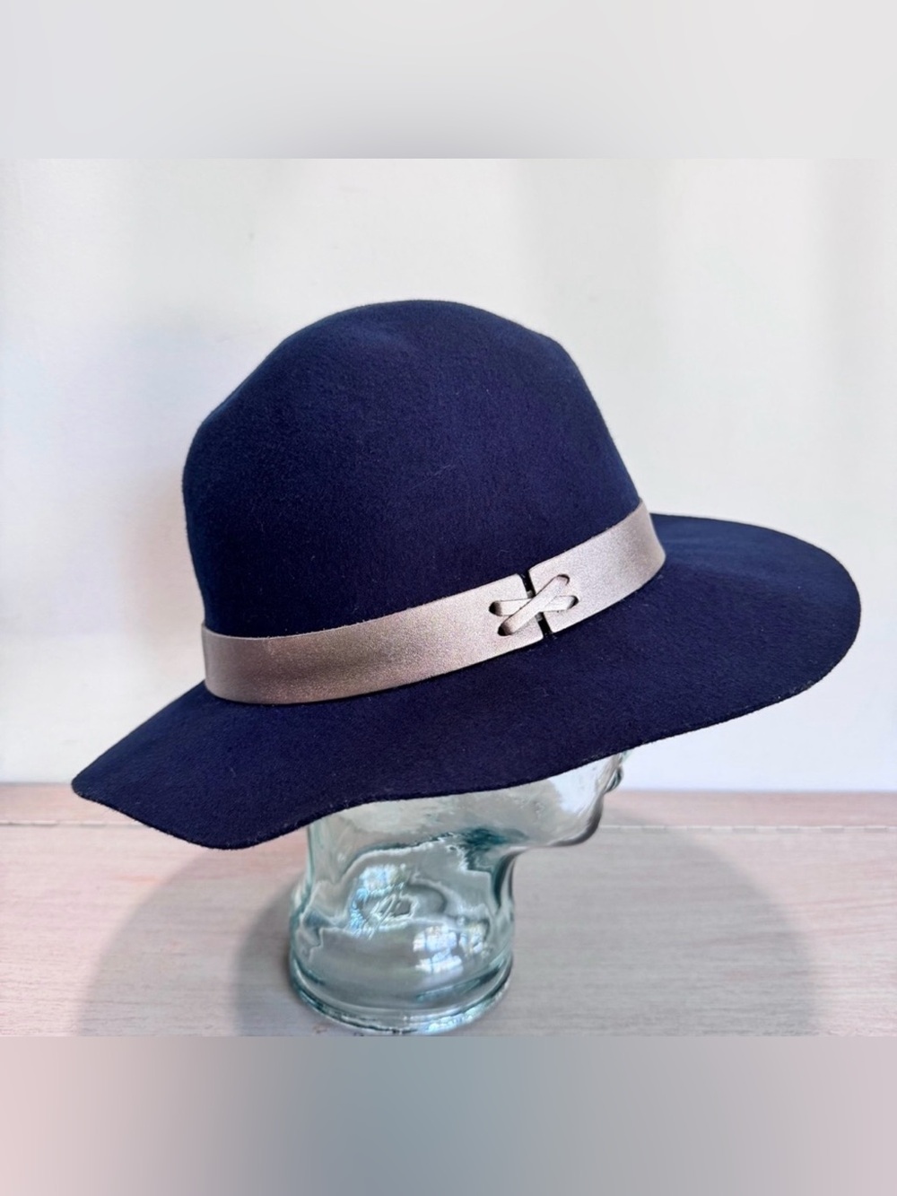 Calypso St Barth Women’s Navy Wool Floppy Boho Chic Hat One Size Made In USA